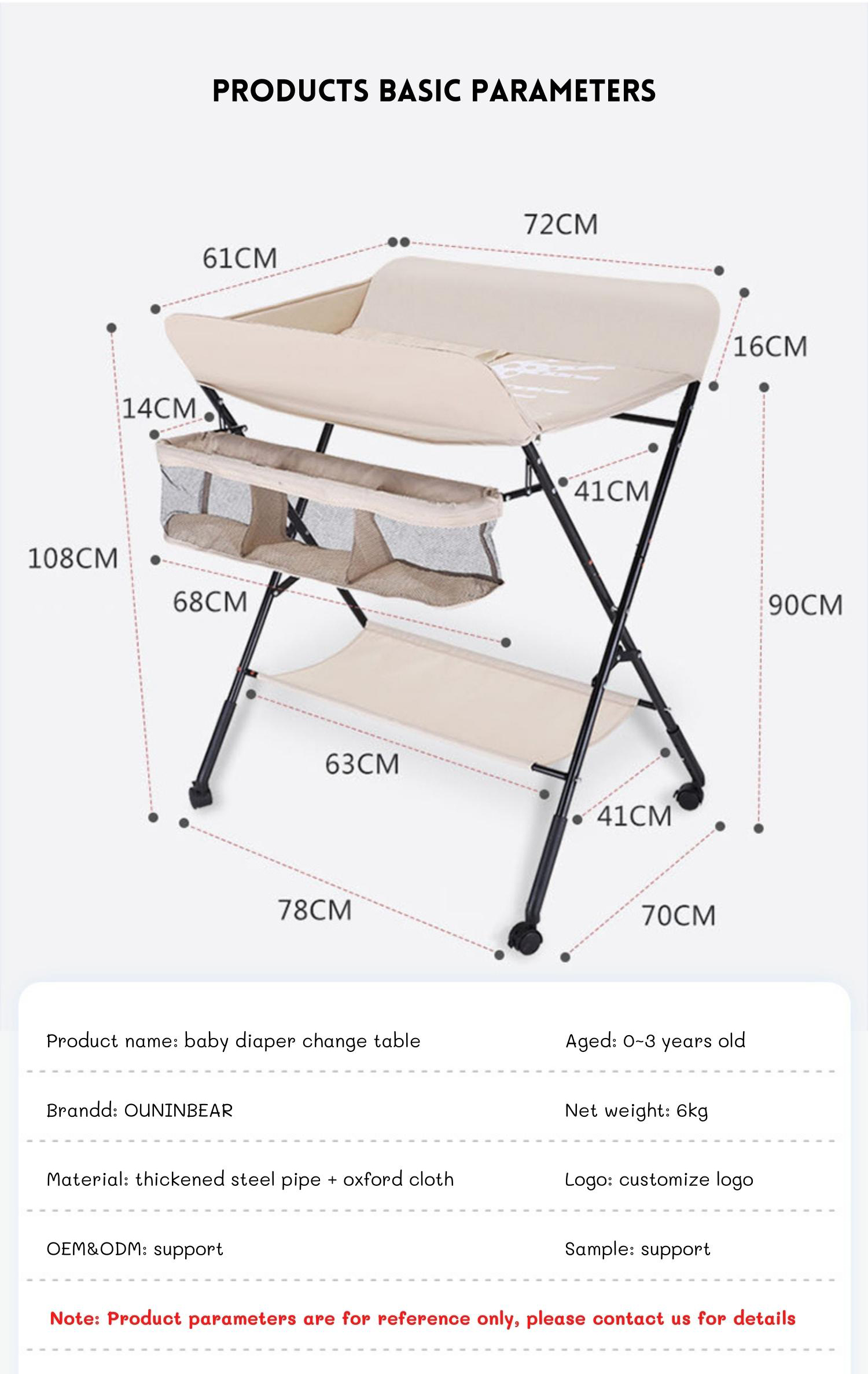 Ouninbear Portable Folding Baby Diaper Changing Table With Storage And Movable Nursery Pad