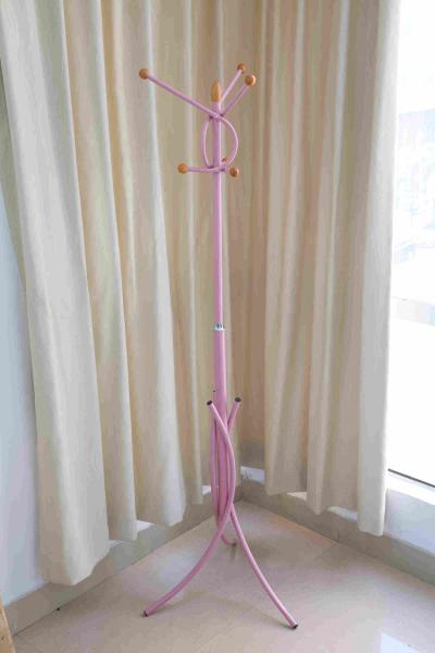 Pink Metal Entryway Coat Rack With Umbrella Stand , 2.8kg Bedroom Jacket Hanger