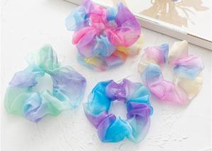 Wholesale Tie dye clear rainbow color collar-scrunchie accessories headdress European American lady hair tie rope rubber band from china suppliers
