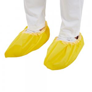 China Yellow Disposable Shoe Cover 18x41cm 83g Waterproof Chemical Protective Film on sale