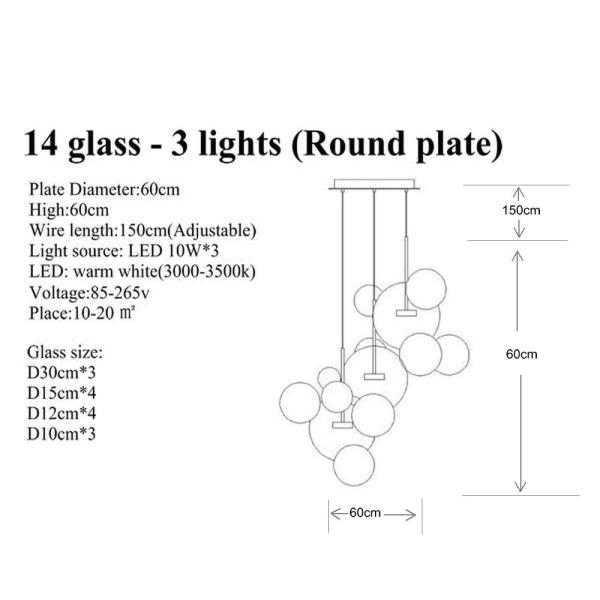 Modern LED Glass Hanglamp Hanging Design Bubbles Lamp Pendant Lights Fixtures for Kitchen