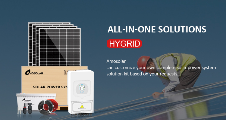 220-400V Output Voltage Amosolar Residential Hybrid Grid Solar System for Customized Home