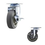 4 Inch Soft Rubber Casters Medium Duty Grey TPR Side Lock Swivel Caster Wheels