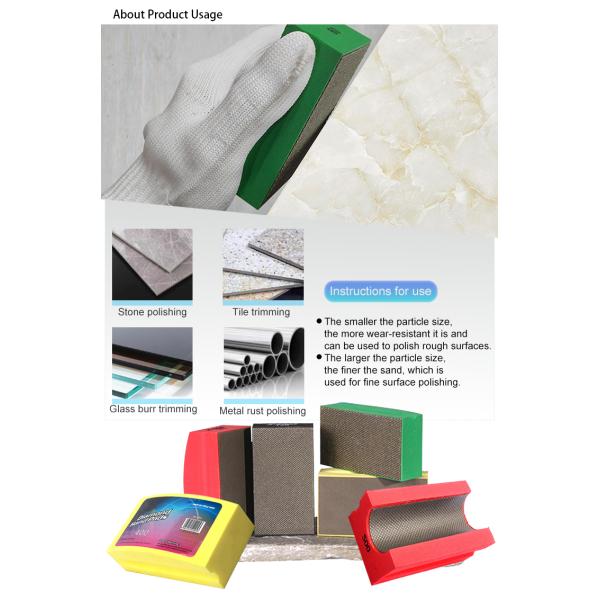 Electroplated Diamond Hand Polishing Pads Sanding Block Foam Backing Pads For Wood Ceramics Glass Tile Concrete Marble