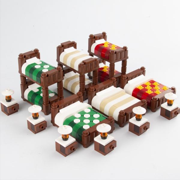 MOC single bed home furniture accessories mini building blocks compatible with