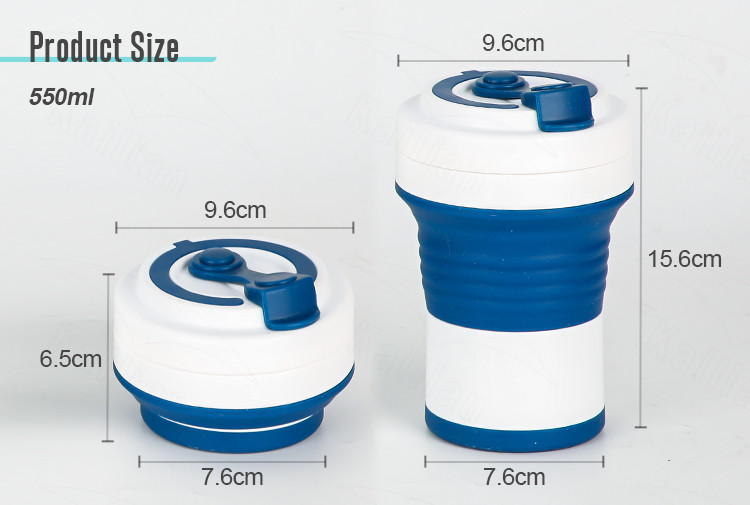 25*5cm Eco Friendly Collapsible Coffee Cup Silicone Travel Mug OEM