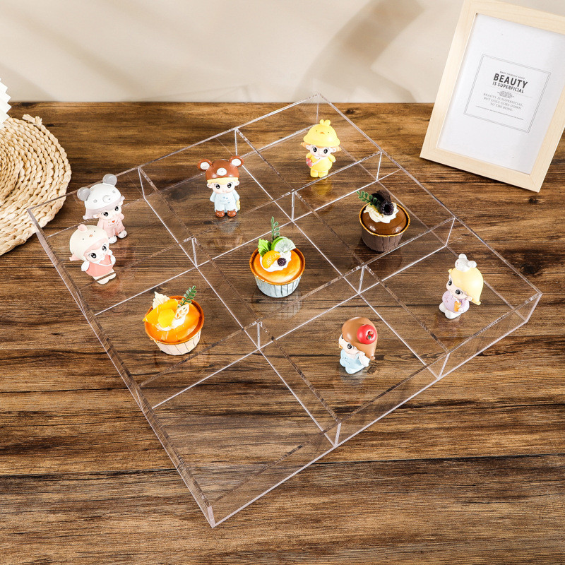 30x30x10cm Clear Acrylic Collection Box With Compartments For Figure Dolls Nail Polish
