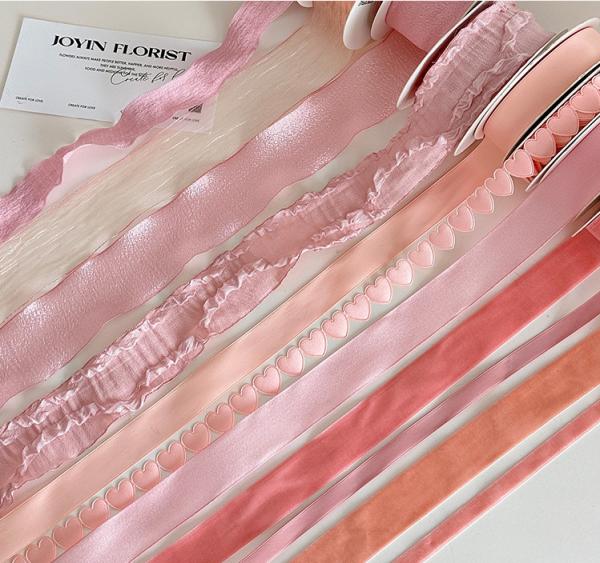 Soft Peach Series Ribbon Flower Bouquet Strap 2024 Valentine's Day Baking DIY