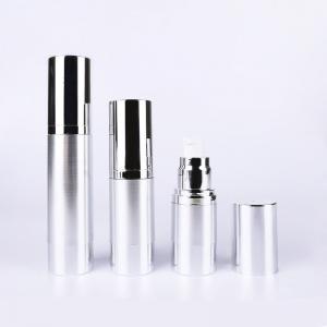 China Frosted 15ml 30ml 50ml Airless Cosmetic Bottles Silver Plating Carton Packing on sale