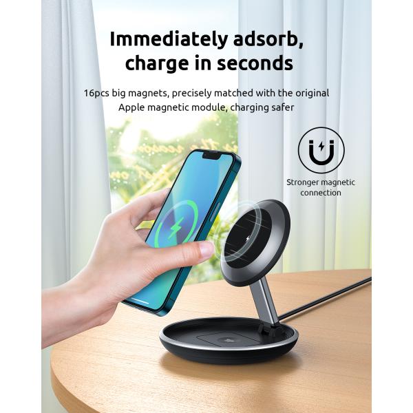 UFO Magnetic Foldable Wireless Charging Station 3In1 With 9V/2A Input