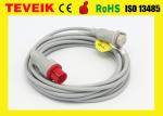 Round 6 Pin IBP Cable 12 Feet / Reusable Medical Electrodes For Patient Monitor