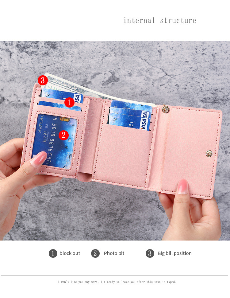 Ladies Wallet Short Creative Fashion Wallet Girls Short Small Mini PU Leather Coin Purse