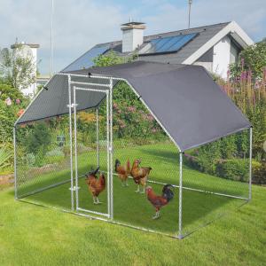 Wholesale 6.67' Chicken Coop Galvanized Metal Hen House Large Rabbit Hutch Poultry Cage Backyard with Cover Walk in Chicken Cage from china suppliers
