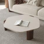 Minimalist Walnut Natural Stone Table Round Antique Marble Top Coffee Table