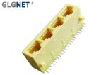 1 x 4 Ganged RJ45 Multiple Port Connectors Tab Down Yellow Plastic