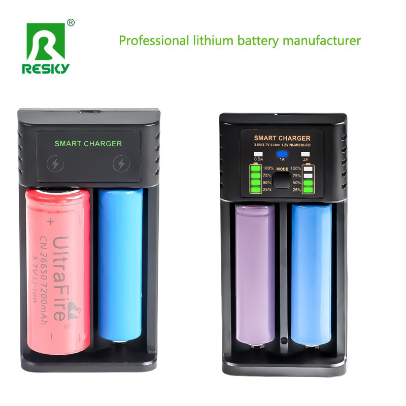 Rechargeable Cylindrical Battery Charger 2 Slots For 18650 18500 20650