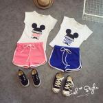 2016 Fashion Girl Kid's Mickey Pattern T-shirt +Cute Colorful Sport Shorts Pants