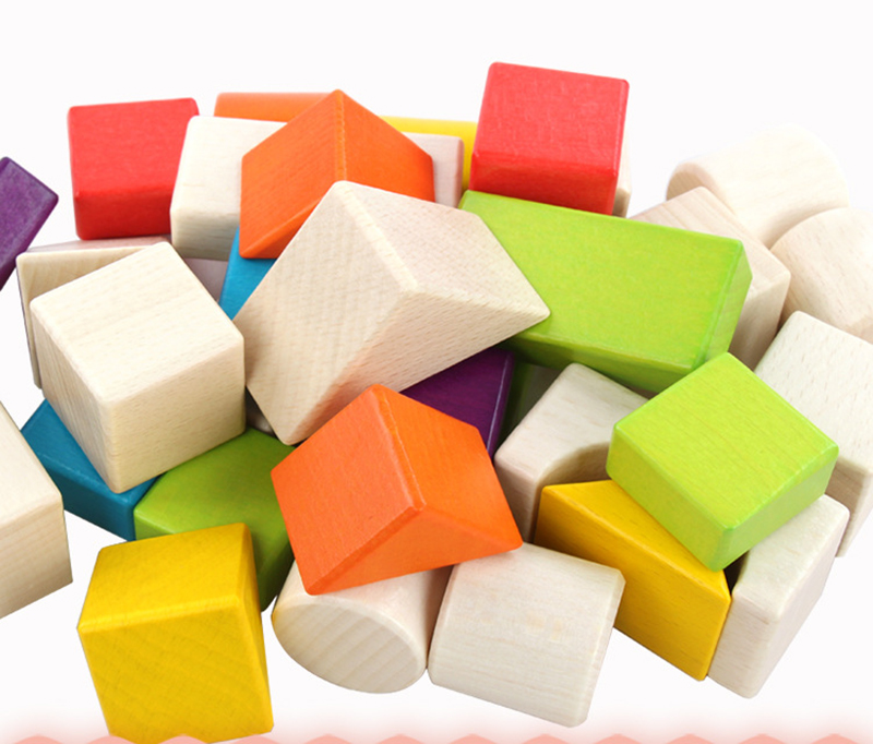 Big 15cm Castle Wooden Building Blocks Toy Stacking 30 Pieces