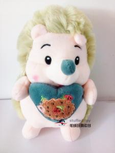Wholesale plush Hedgehog green bank pink face with heart soul in hands loverly hot sale children toy holiday present cartoon from china suppliers