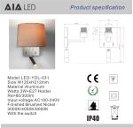 E27 holder 3W LED interior flexible bedside wall light & inside headboard wall