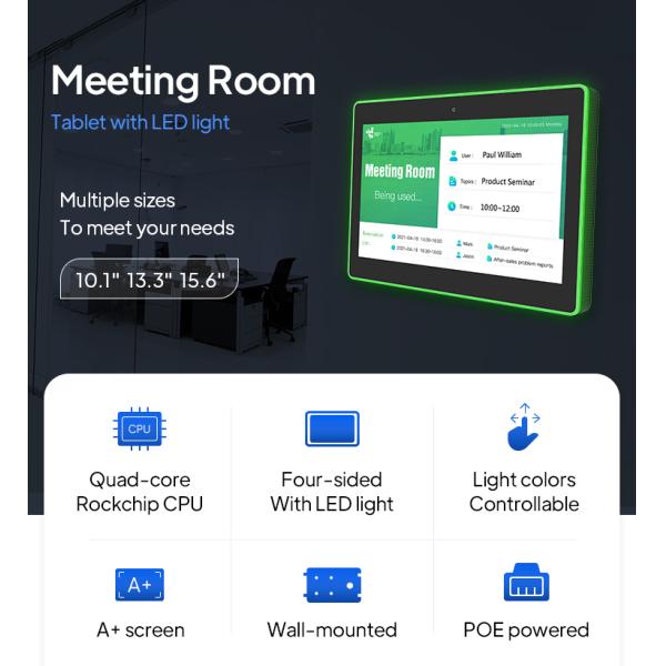 10.1 Inch Android Meeting Room Tablet with POE and LED Light Bar