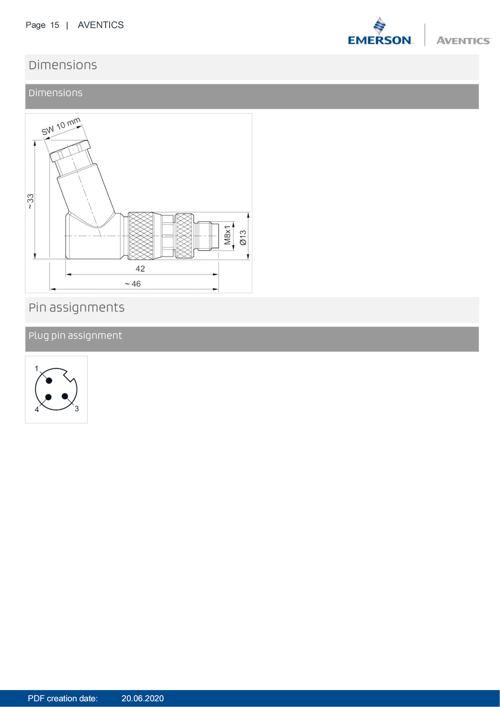 AVENTICS Series CON-RD Round Plug Connectors Unshielded 3 Pin A Coded IP67 Waterproof