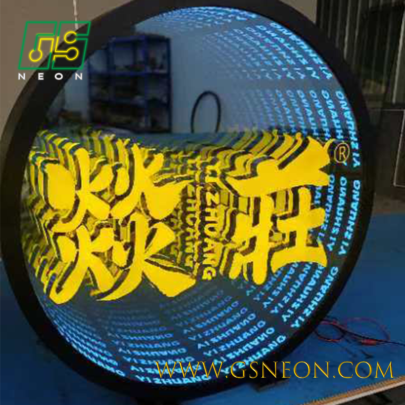 IP65 Layered LED Infinity Light Mirror Box Combine With Frontlit Letter Sign