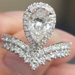 18k Pear Shape Full Diamonds Women Ring Lab Grown Diamond Ring Princess Design