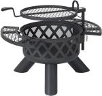 2-In-1 Outdoor Wood Burning Steel BBQ Grill Portable Fire Pit With Spark Screen