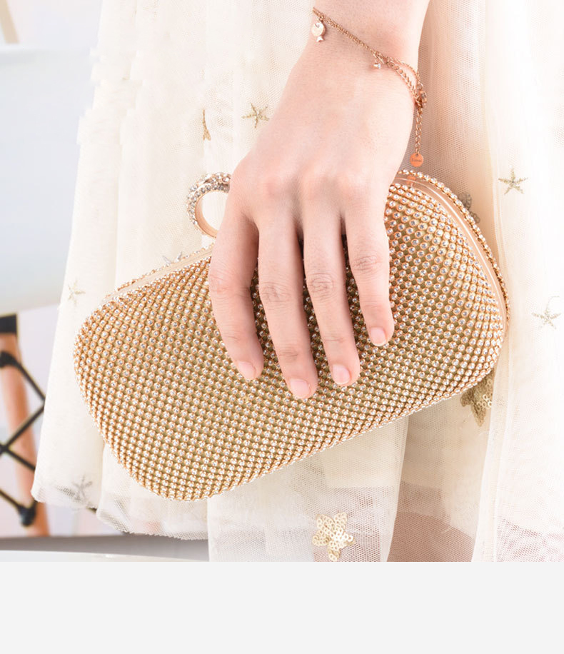 Ladies Evening Party Polyester Pure Diamond Handbags with Other Decoration Style