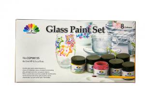 China Non - Toxic Art Painting Colours 8 Pcs Glass Paint Set 8X15ml 20 Light Fast Colours on sale