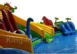 20 * 8m Red Dinosaur Jungle Round Inflatable Water Parks For Rent / Blow Up