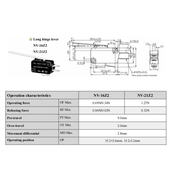 NNC Waterproof Microswitch NV Series with different kinds of lever High-Speed and Accurate Switch for Industrial Automation