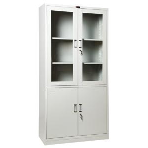 Wholesale Swing Door Steel Filing Cabinet Knock Down Metal Stationery Cupboard Flat Packed Matt Light Grey from china suppliers