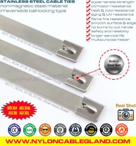 China SCT Series 316, 304 Stainless Steel Cable Tie Metallic Zip Tie Strap with Ball Lock 100-1000mm x 7.9mm on sale