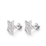 Couples Cubic Zirconia Star Stud Earrings 1.37g Sterling Silver Pentagram
