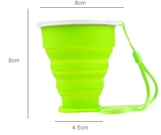 Quality Outdoor Travel Silicone Foldable Cup / Silicone Collapsible Cup With Lid Folding Size 3*8 Cm for sale