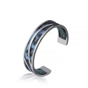 Wholesale Leopard Matte Handmade Leather Cuffs 13mm Width Dark Blue Color from china suppliers