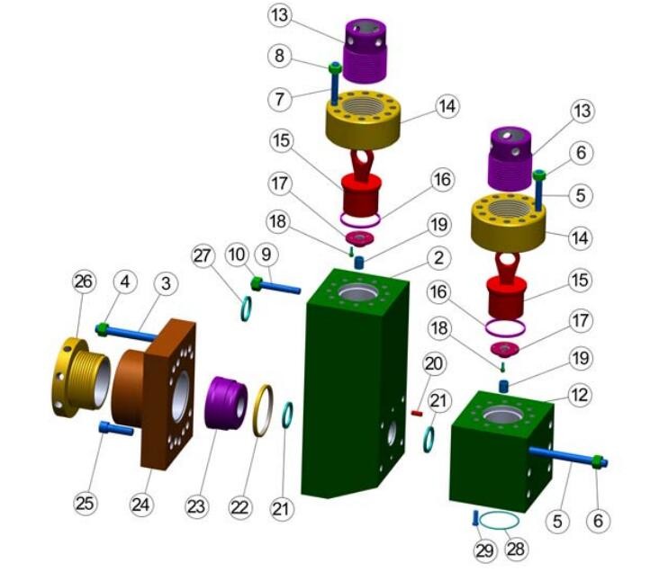 AMERICAN BLOCK K-2200 MUD PUMP, K-1600 MUD PUMP, K-1300 MUD PUMP fluid end module, mud pump liners, Southwest mud pump