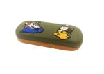 Fox Embroidery Covered Kids Eyeglass Case Clam Shell Style PU Kids Glasses Case