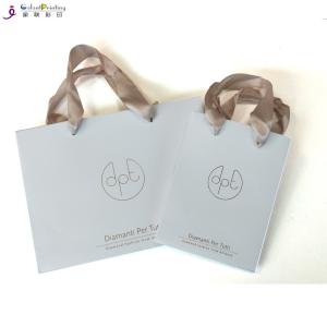 Wholesale Biodegradable Ribbon Handle Shopping Bags Custom Printed Paper Glossy Lamination from china suppliers