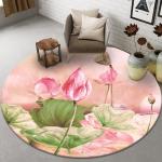Plant And Flower Round Polyester Fiber Floor Carpet For Sofa And Living Room