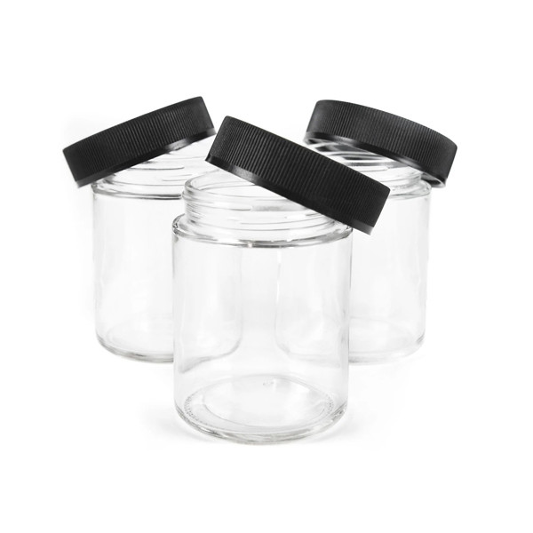 Child Resistant 4 Oz Glass Bottle Different Size Glass Jar With Black Lid