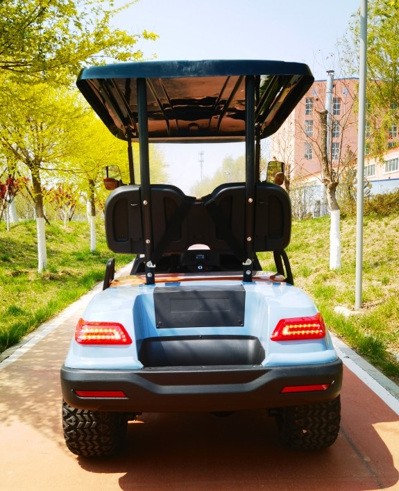 Blue Color 2 Seater Golf Cart 4 Wheel 10 Inch Tire 70-100km With Lithium Battery