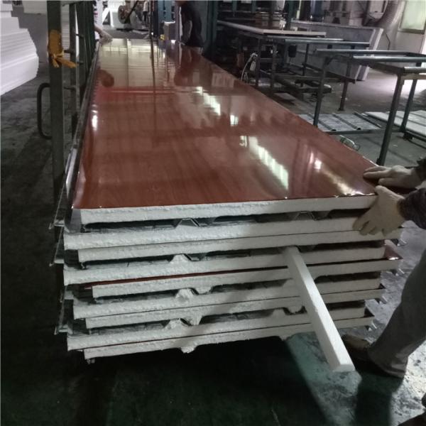 EPS sandwich roof panel 1050-75-0.426mm sandstone steel sheet up and wood grain