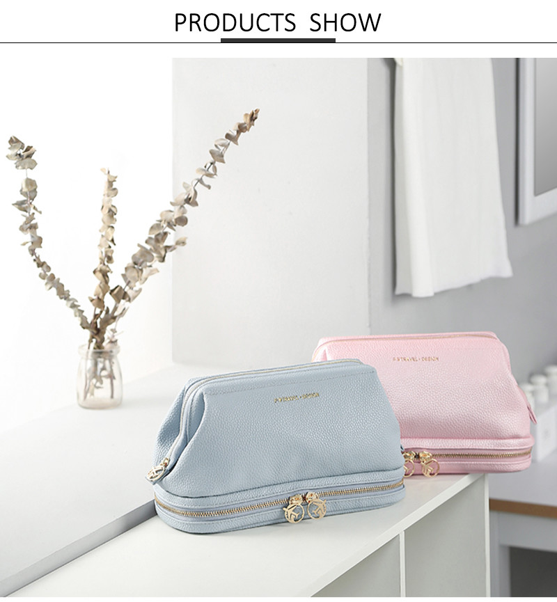 Portable Large Capacity Depth 11cm Polyester Cosmetic Bag