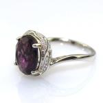 Sterling Silver 9mm x11mm Oval Garnet Cubic Zircon Gemstone Ring(R276)