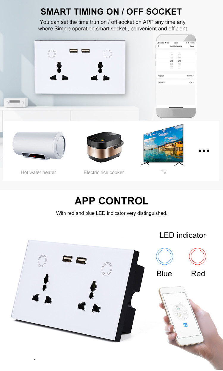 Smart Home Uk Socket Wifi Wall Socket With Usb Socket Charger/wifi Wall Socket Uk/smart Wifi Wall Outlet