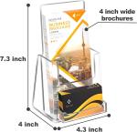 4 Inch Countertop Acrylic Display Stand Acrylic Brochure Holders With Card Slot