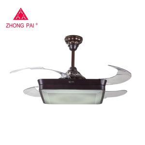Wholesale Brown 70 Watt Flush Mount Retractable Ceiling Fan Light With Remote 5250lm from china suppliers